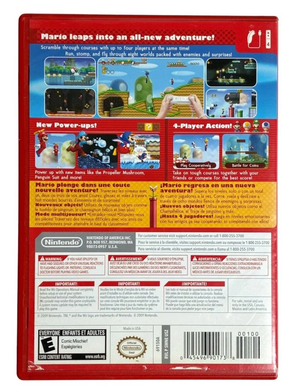 New Super Mario Bros Wii Nintendo Complete CIB Tested Game Case Manual 2009